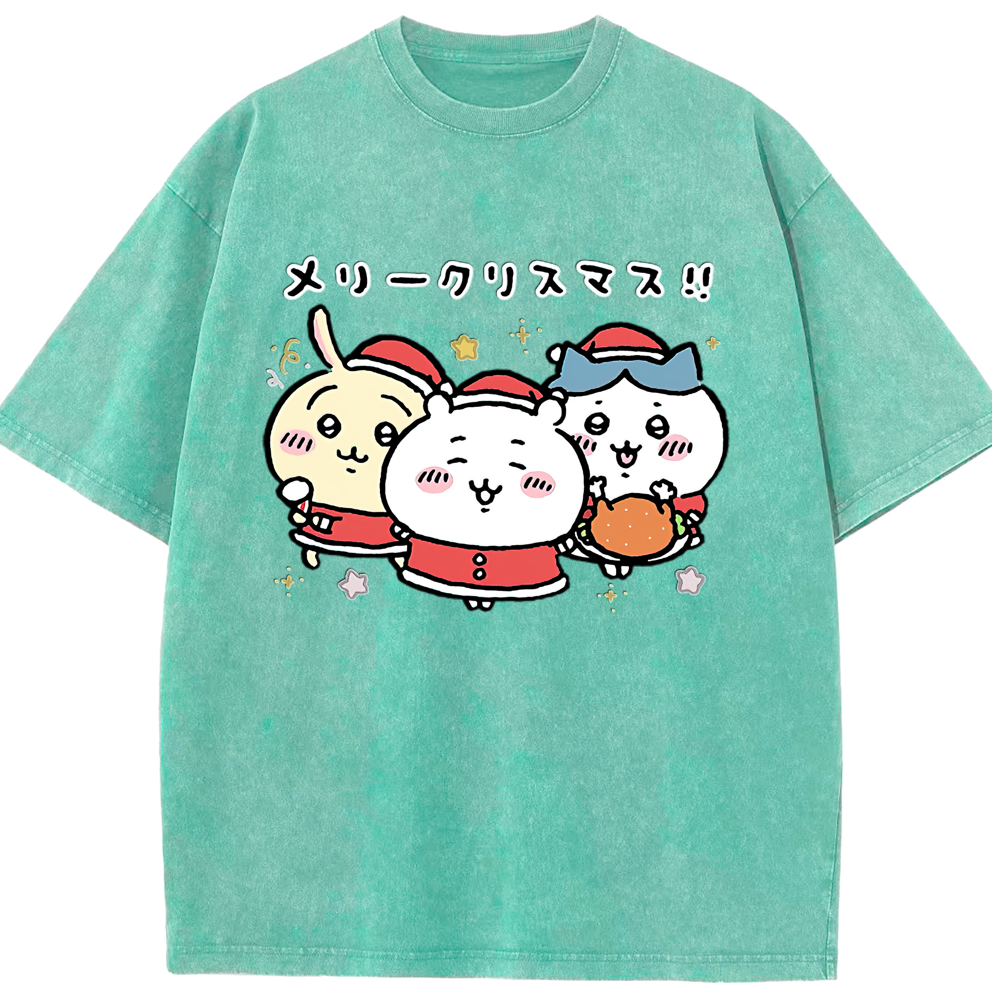 （画像用） ちいかわ ハチワレ Chii-kawa hachiware 綿100% ヴィンテージ風 半袖Tシャツ（フロントプリント）